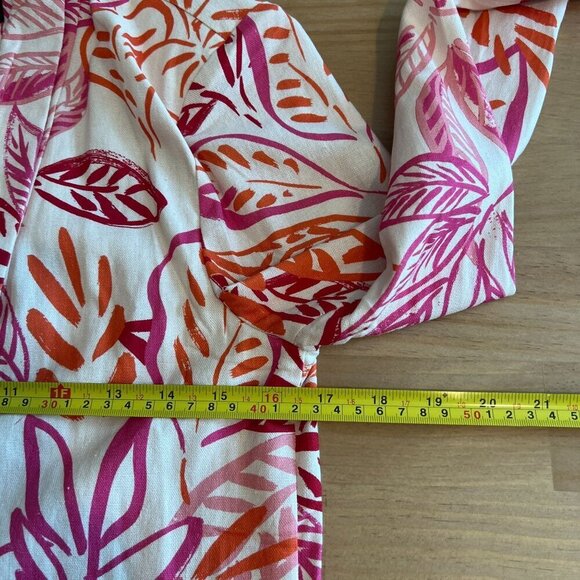 Lulus Tropical Open Front Blazer Medium in Red Pink Linen Blend - Picture 7 of 9